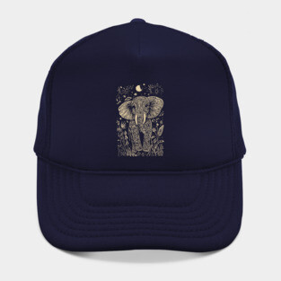 Mystical Elephant Beneath the Moon – Celestial Wisdom and Strength Hat