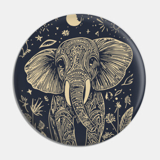 Mystical Elephant Beneath the Moon – Celestial Wisdom and Strength Pin
