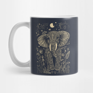 Mystical Elephant Beneath the Moon – Celestial Wisdom and Strength Mug