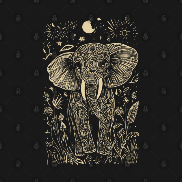 Mystical Elephant Beneath the Moon – Celestial Wisdom and Strength by TuncGK