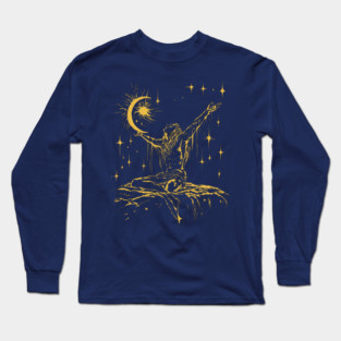 "Celestial Enlightenment – Mystical Man Reaching for the Stars Long Sleeve T-Shirt