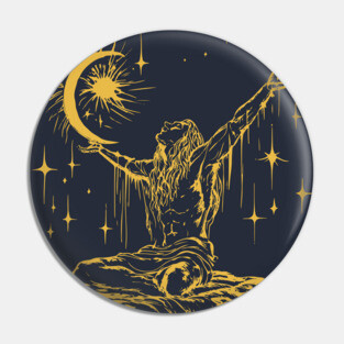 "Celestial Enlightenment – Mystical Man Reaching for the Stars Pin