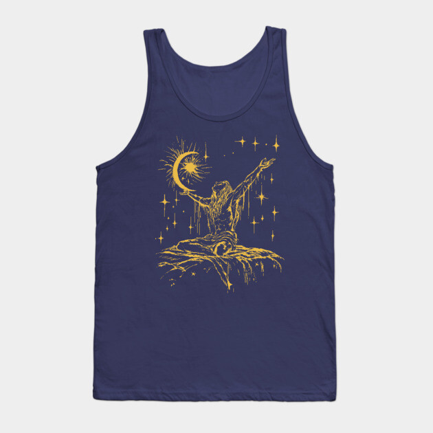 "Celestial Enlightenment – Mystical Man Reaching for the Stars Tank Top by TuncGK