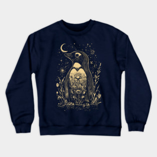 Celestial Penguin Under the Moon – Mystic Arctic Dream Crewneck Sweatshirt