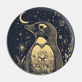 Celestial Penguin Under the Moon – Mystic Arctic Dream Pin