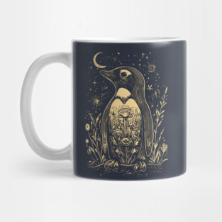 Celestial Penguin Under the Moon – Mystic Arctic Dream Mug