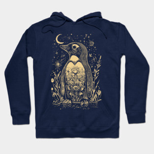 Celestial Penguin Under the Moon – Mystic Arctic Dream Hoodie
