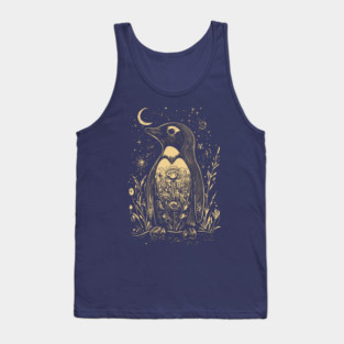 Celestial Penguin Under the Moon – Mystic Arctic Dream Tank Top