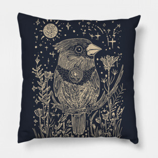 Celestial Red Cardinal – Spirit Messenger of the Moon Pillow