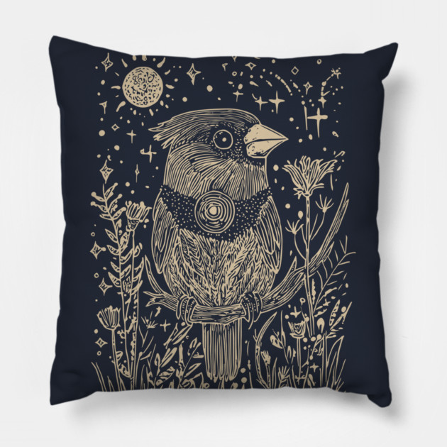 Celestial Red Cardinal – Spirit Messenger of the Moon Pillow by TuncGK