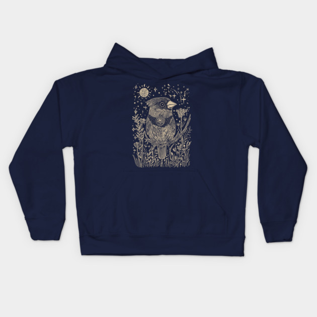 Celestial Red Cardinal – Spirit Messenger of the Moon Kids Hoodie by TuncGK