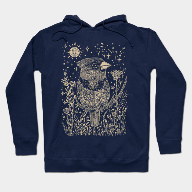Celestial Red Cardinal – Spirit Messenger of the Moon Hoodie by TuncGK