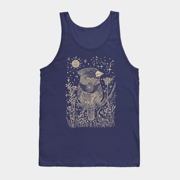 Celestial Red Cardinal – Spirit Messenger of the Moon Tank Top by TuncGK