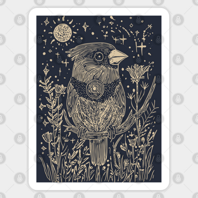 Celestial Red Cardinal – Spirit Messenger of the Moon Sticker by TuncGK