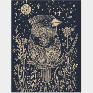 Celestial Red Cardinal – Spirit Messenger of the Moon Posters and Art