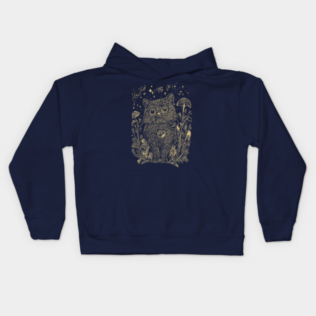 Celestial Scottish Fold Cat – Mystical Feline Under the Stars Kids Hoodie by TuncGK
