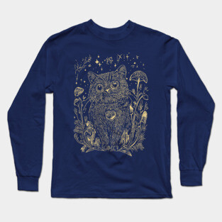 Celestial Scottish Fold Cat – Mystical Feline Under the Stars Long Sleeve T-Shirt