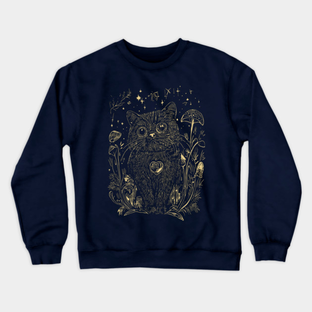 Celestial Scottish Fold Cat – Mystical Feline Under the Stars Crewneck Sweatshirt by TuncGK