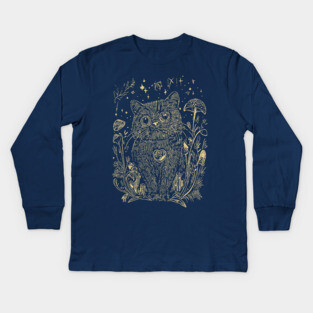 Celestial Scottish Fold Cat – Mystical Feline Under the Stars Kids Long Sleeve T-Shirt