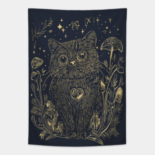 Celestial Scottish Fold Cat – Mystical Feline Under the Stars Tapestry