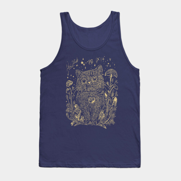 Celestial Scottish Fold Cat – Mystical Feline Under the Stars Tank Top by TuncGK
