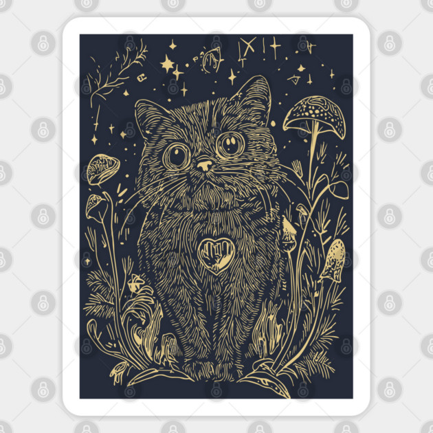 Celestial Scottish Fold Cat – Mystical Feline Under the Stars Sticker by TuncGK