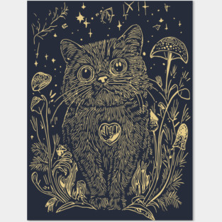 Celestial Scottish Fold Cat – Mystical Feline Under the Stars Posters and Art