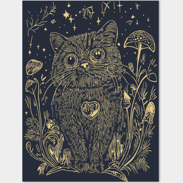 Celestial Scottish Fold Cat – Mystical Feline Under the Stars Wall Art by TuncGK