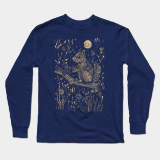 Mystical Squirrel in a Celestial Forest – Cosmic Woodland Spirit Long Sleeve T-Shirt