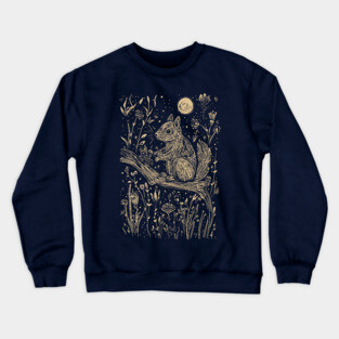 Mystical Squirrel in a Celestial Forest – Cosmic Woodland Spirit Crewneck Sweatshirt