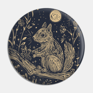 Mystical Squirrel in a Celestial Forest – Cosmic Woodland Spirit Pin