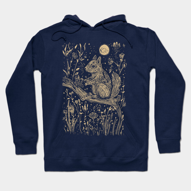 Mystical Squirrel in a Celestial Forest – Cosmic Woodland Spirit Hoodie by TuncGK