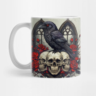 Raven's Gothic Elegy With Roses Mug