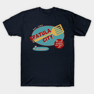 Spatula City retro logo - blue/red T-Shirt