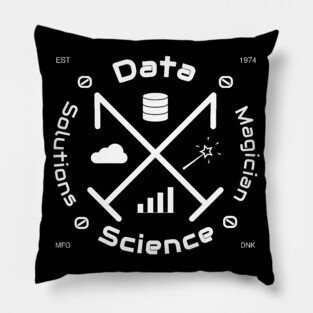 Data Science Solutions Magician | Vintage Retro Hipster Logo White Pillow
