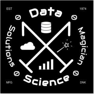 Data Science Solutions Magician | Vintage Retro Hipster Logo White Posters and Art