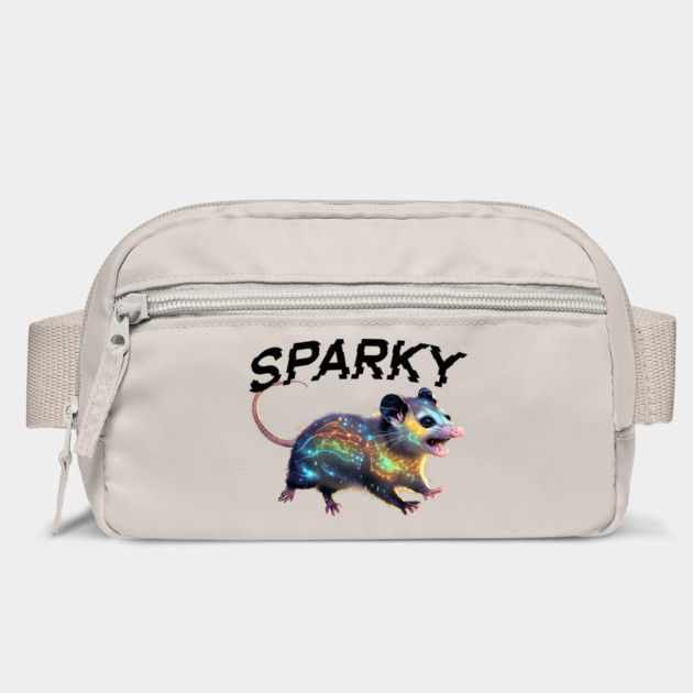 Sparky, the Electrified Possum, funny opossum design by Luxinda