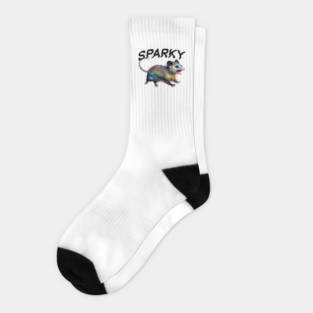 Sparky, the Electrified Possum, funny opossum design Socks