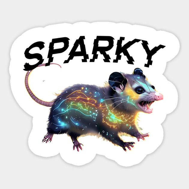 Sparky, the Electrified Possum, funny opossum design Magnet by Luxinda