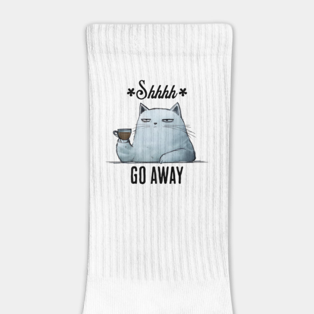 Shhhh, Go Away, snarky sarcastic cat with coffee by Luxinda