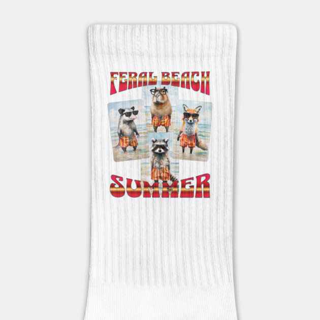 Feral Beach Summer raccoon capybara fox possum swim trunks by Luxinda