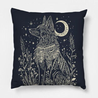 Celestial Anubis Under the Moon – Mystical Guardian of the Afterlife Pillow
