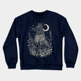 Celestial Anubis Under the Moon – Mystical Guardian of the Afterlife Crewneck Sweatshirt
