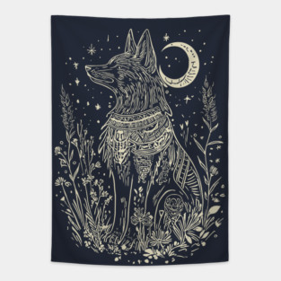 Celestial Anubis Under the Moon – Mystical Guardian of the Afterlife Tapestry