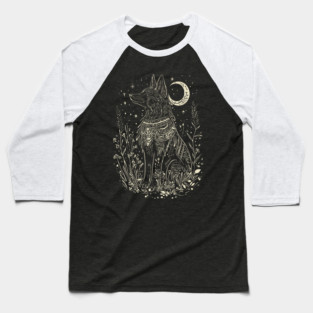 Celestial Anubis Under the Moon – Mystical Guardian of the Afterlife Baseball T-Shirt
