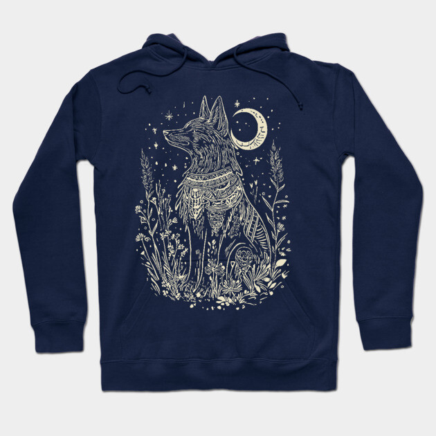 Celestial Anubis Under the Moon – Mystical Guardian of the Afterlife Hoodie by TuncGK