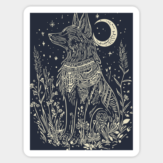 Celestial Anubis Under the Moon – Mystical Guardian of the Afterlife Magnet by TuncGK