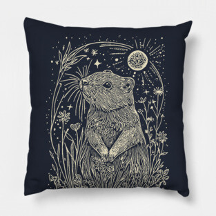 Moonlit Beaver in the Wild – Nature’s Ingenious Architect Pillow