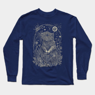 Moonlit Beaver in the Wild – Nature’s Ingenious Architect Long Sleeve T-Shirt
