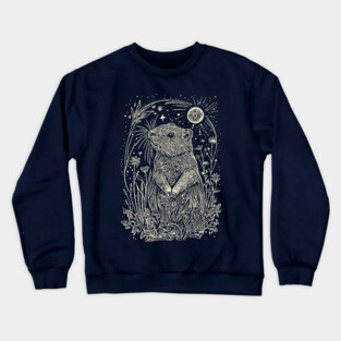 Moonlit Beaver in the Wild – Nature’s Ingenious Architect Crewneck Sweatshirt